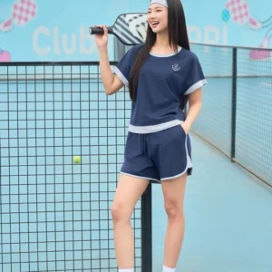 Bộ cotton nữ Cardina tay liền quần sóc gấu phối màu trẻ trung