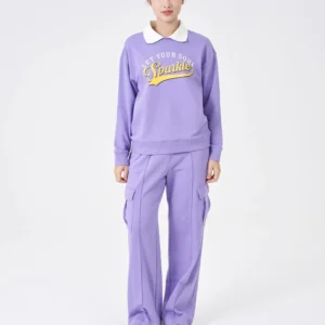 Áo Nỉ Nữ Phối Lá Cổ Dáng Relax